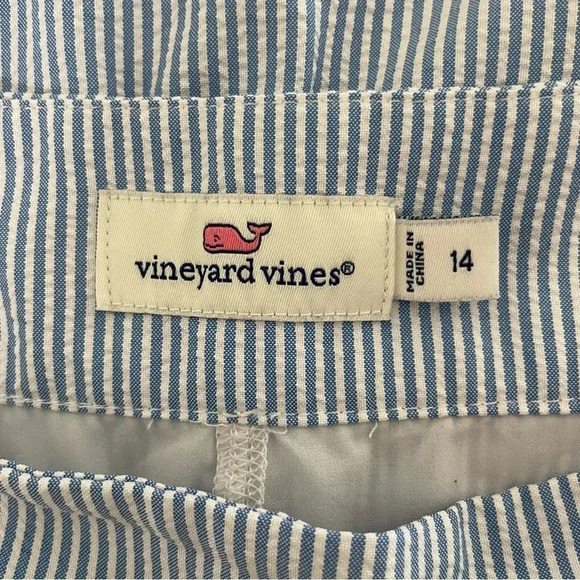 Vineyard Vines Seersucker Blue White Stripe Scallop Hem Golf Skort Size 14 - Picture 6 of 9
